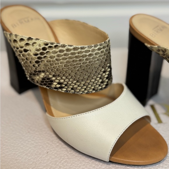 Classic Leather and Python Alexander Birman Block Wedge Heels Sandals - Picture 4 of 7